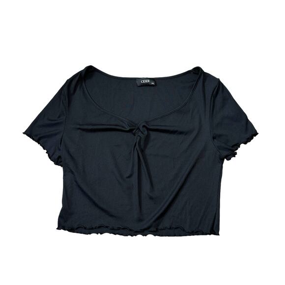 Cider Black Short Ribbed Top With V Neck New Without Tags 2XL - Picture 1 of 4